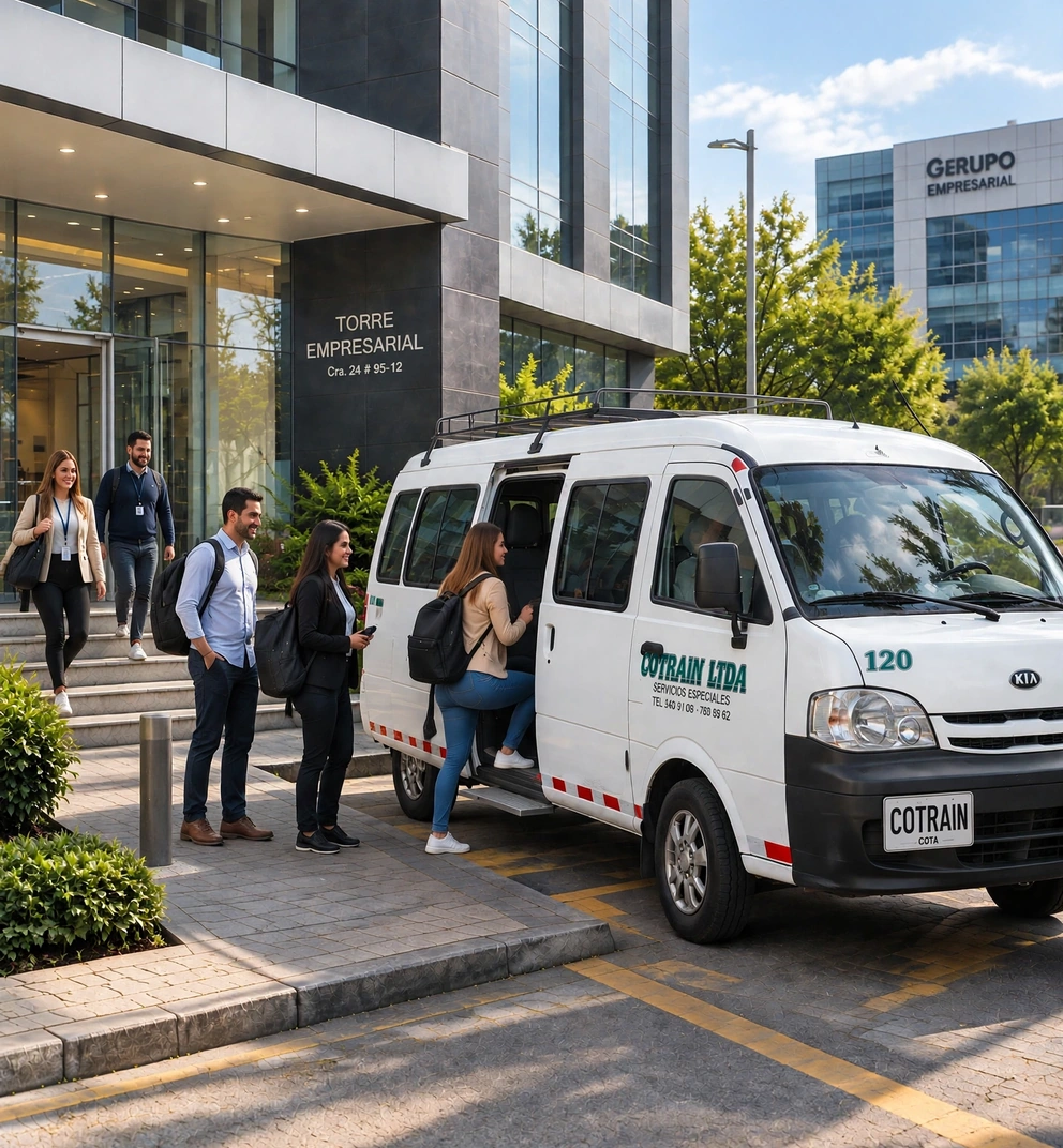 Servicio de transporte empresarial de Cotrain Ltda para movilización de personal en Colombia