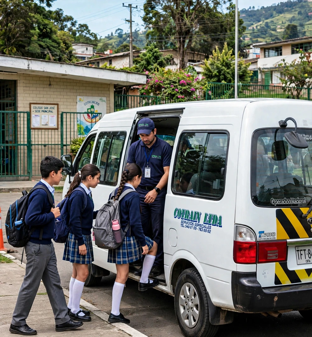 Transporte escolar de Cotrain Ltda para colegios e instituciones educativas en Colombia